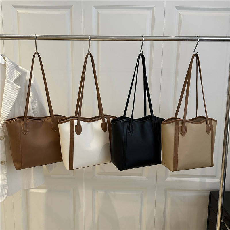 Stylish Dual-Tone White and Brown Ladies Tote Bag