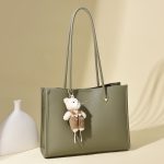 Elegant Lavender Faux Leather Tote Bag - Image 7